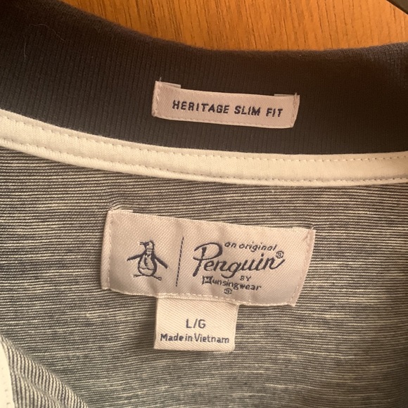 Original Penguin Mens Large Slim Fit Polo - Gray - Picture 2 of 4